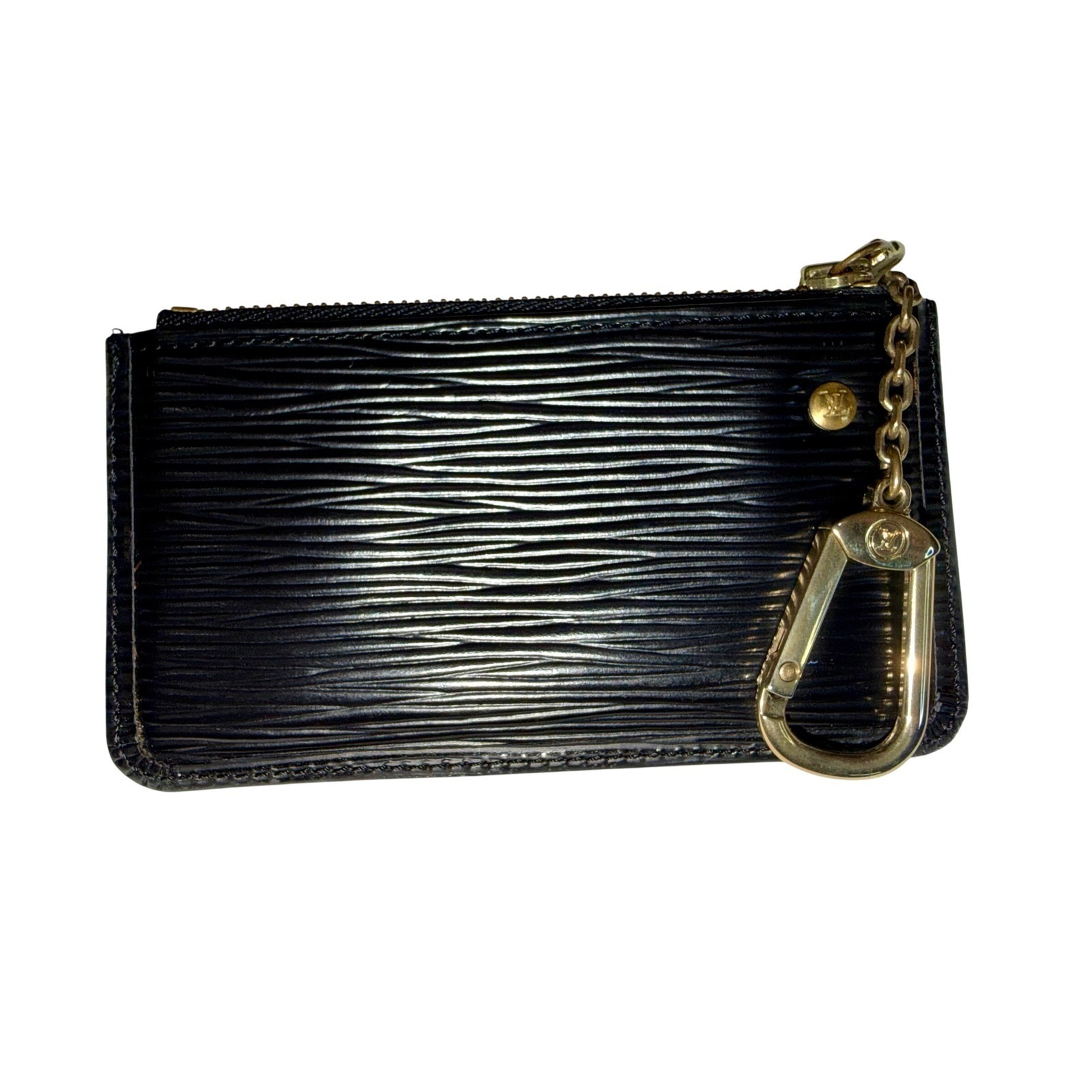 Louis Vuitton Cles Key Pouch Black Epi Leather Zip Wallet